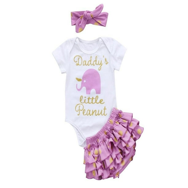 3PCS Newborn Kids Baby Girl Outfits Clothes Romper Bodysuit+Tutu Pants Dress Set